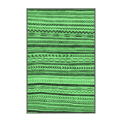 Tapis lavables à la machine à motif abstrait vert émeraude 2296