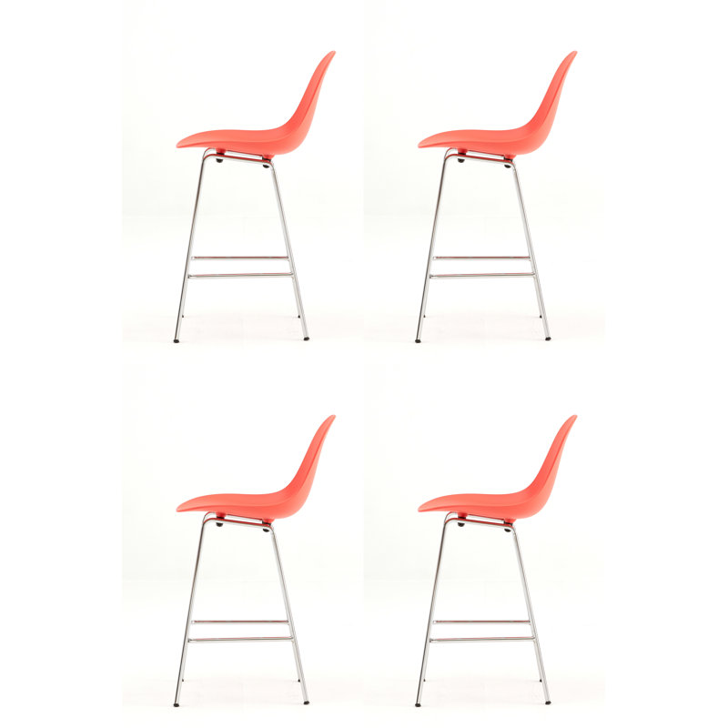 TA Bar & Counter Stool, Bar Stool (29.5" Seat Hight), Chrome, Red