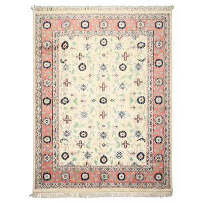 8'8''x11'7'' Hand Knotted Wool Ivory Organic Look Traditional Vintage Rug