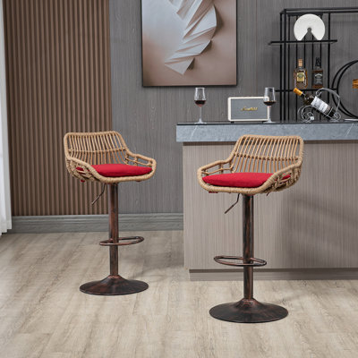 Swivel Bar Stools Set Of 2 Adjustable Counter Height Chairs With Footrest For Kitchen, Dining Room
