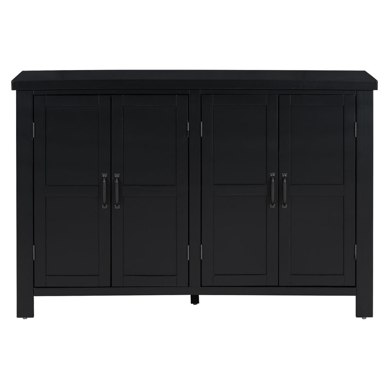 U_STYLE Buffet de rangement à 4 portes avec tablettes réglables et poignées rétro Atimon, rangement spacieux, pieds en pin, pour le salon, le bureau et le vestibule