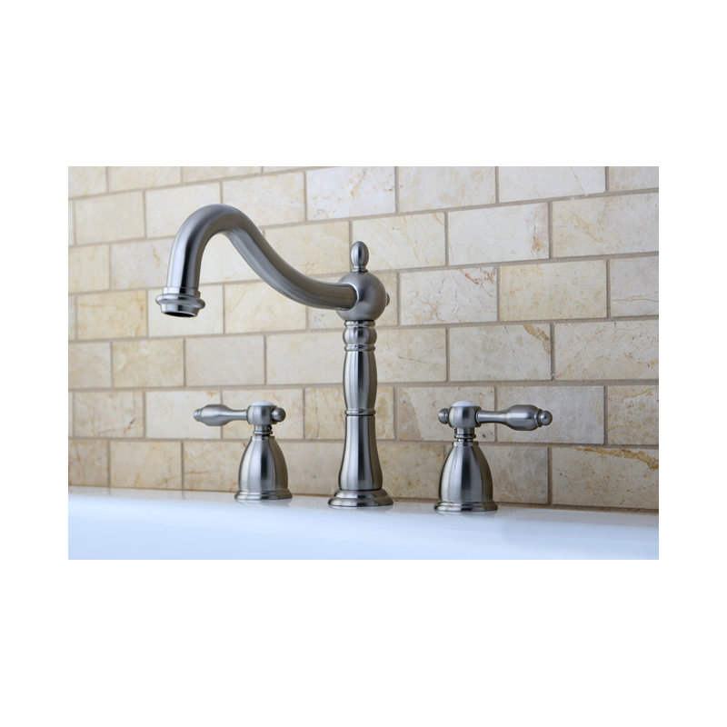 Kingston Brass Tudor Two-Handle 3-Hole Deck Mount Roman Tub Faucet, Brushed Nickel