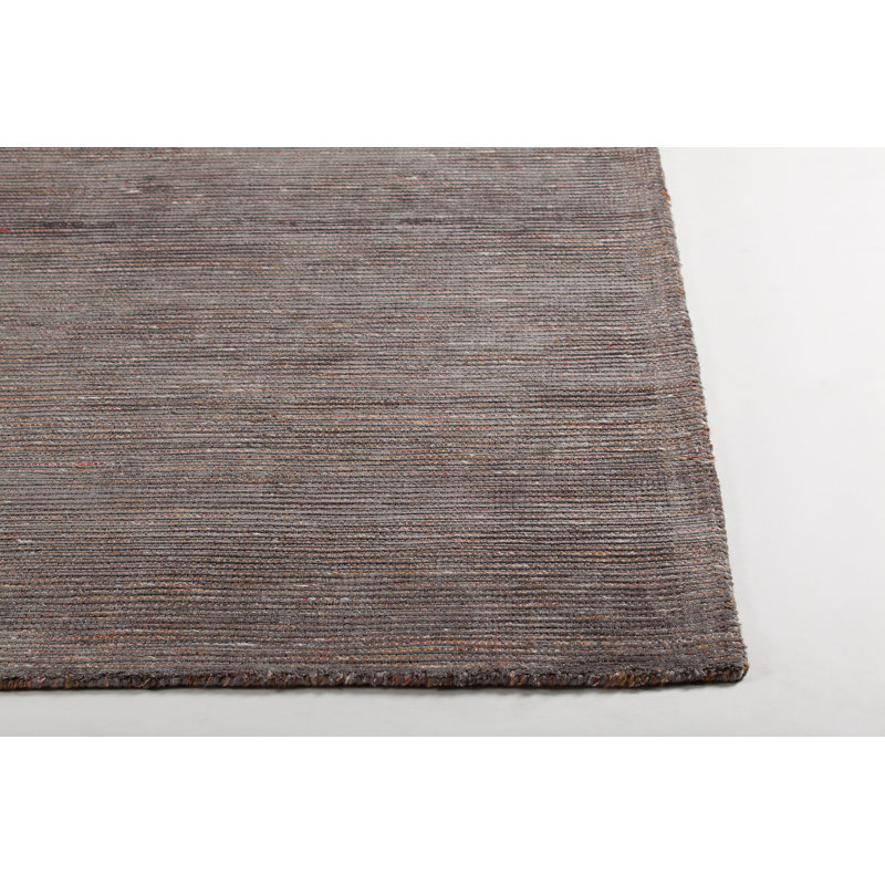 Tapis dhurrie zone grise fait main Adilynn, Rectangle 9 pi x 13 pi