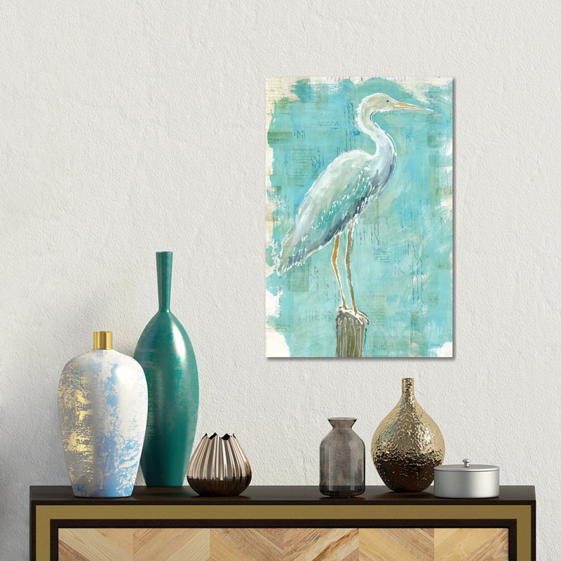 Coastal Egret I by Sue Schlabach - Painting on Canvas, Wrapped Canvas, 20.32 cm H x 30.48 cm W