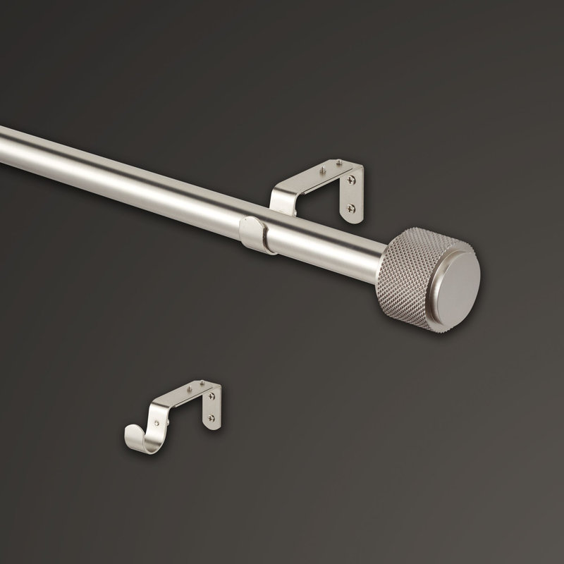 MODE Mode Premium Collection 1 1/8 in Diameter Curtain Rod Set with Geo Finials and Steel Wall Mounted Adjustable Rod