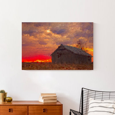 " Barn Sunset " Painting Print