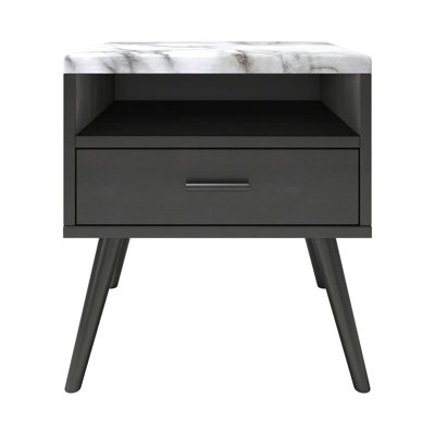 Marcello Mid Century Faux Marble Top Low-Profile Nightstand by Boyd Sleep