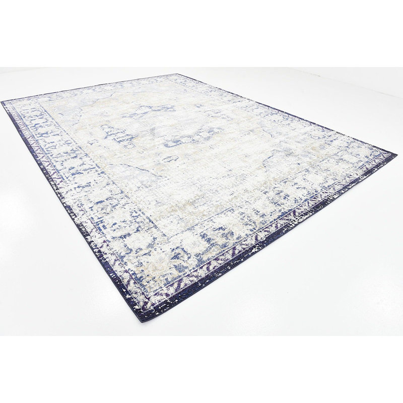 Beige oriental/Tapis décoratif bleu Bellona, Rectangle 5 pi x 8 pi