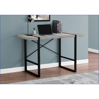 Bureaux, bureau d'ordinateur industriel moderne, L 49 po x l 23,75 po x H 30 po, plateau en stratifié naturel, pieds en métal noir | Naturel | Panneau de particules