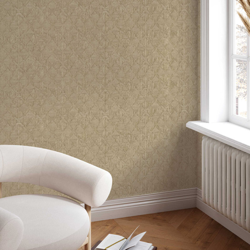 Hoffmann Faux Sisal Textured Peel and Stick Wallpaper by Jeremiah Brent, Brown