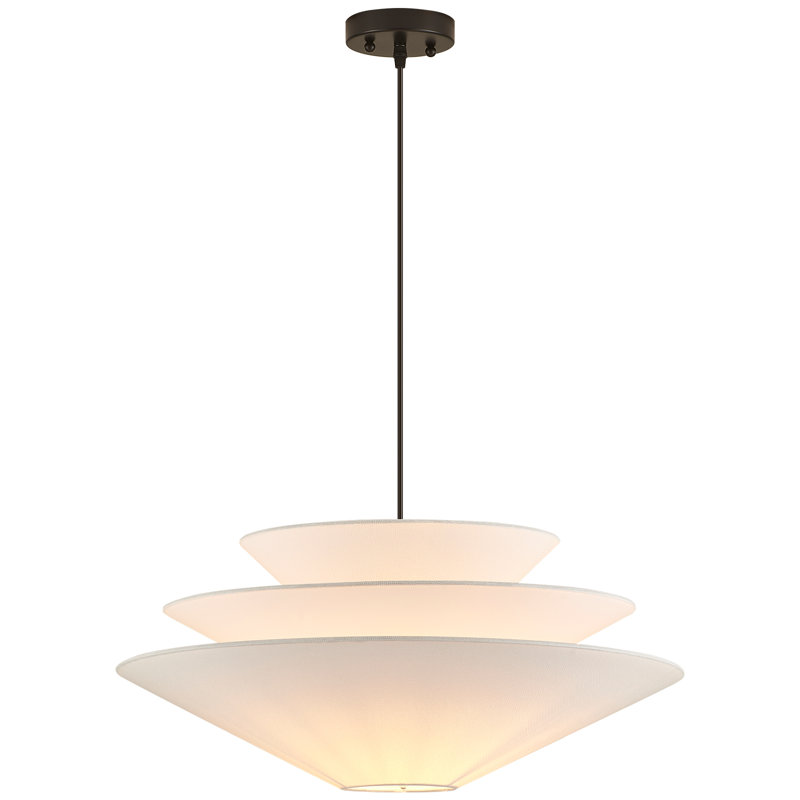 Dia 23.62 Inches, 1-Light Modern Farmhouse Chandelier With Off-White Fabric Shade