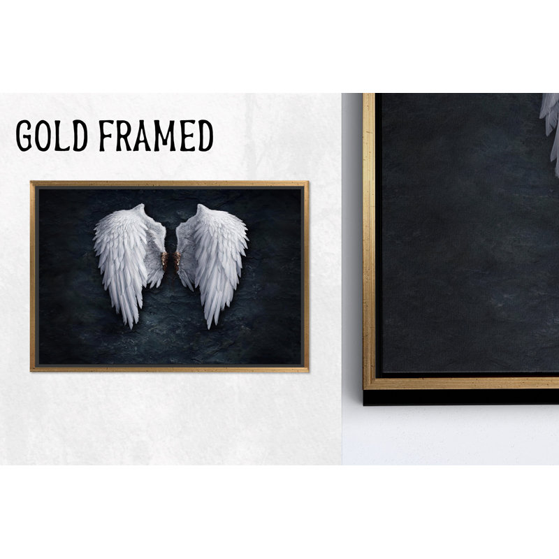 «Ethereal Banksy Angel Wings», reproduction d'art sur toile, 1P encadrée d'or, 63,1 po de hauteur x 114,2 po de largeur