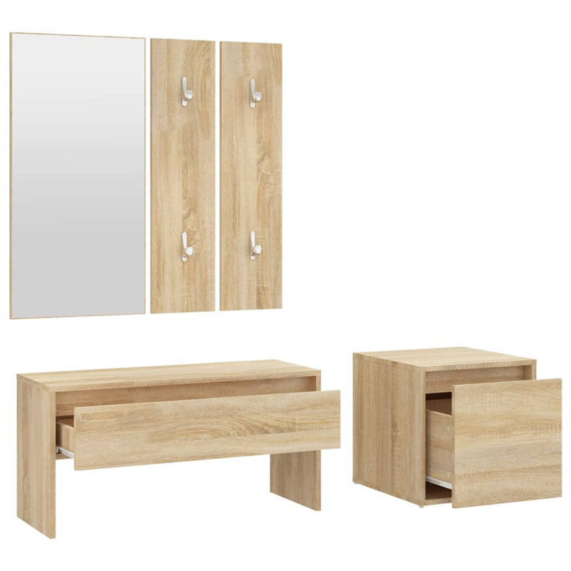Jojuan vidaXL Hallway Furniture Set Engineered Wood, Sonoma Oak
