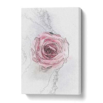 Lone Pink Rose Abstract - Wrapped Canvas