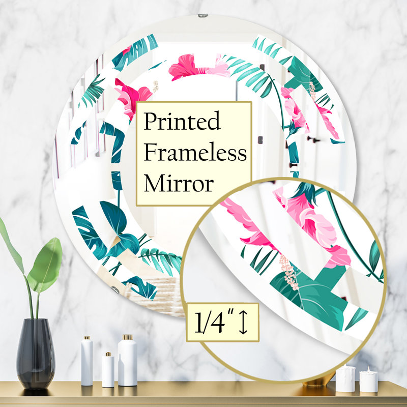 Miroir mural Traditional, H 31,5 po x l 31,5 po, Space Botanicals and Flowers