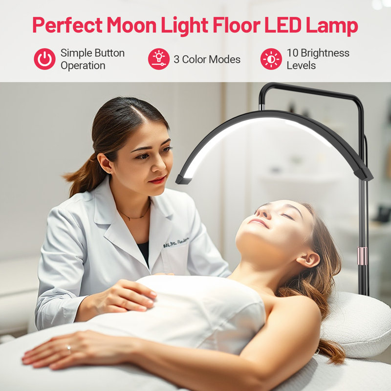 Half Moon Lash Light Led Floor Lamp For Eyelash Extension, Black