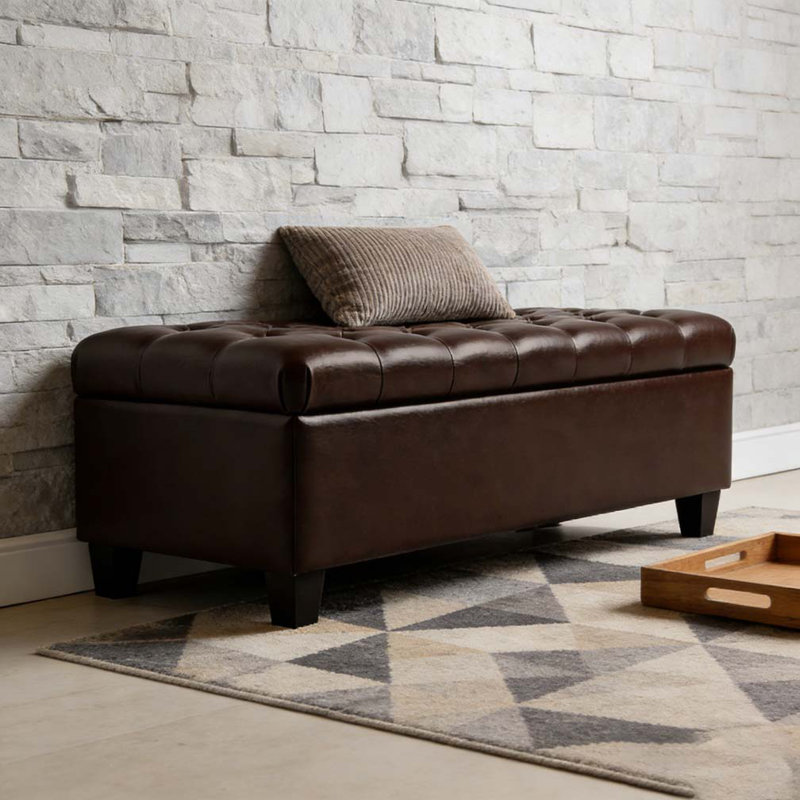 Banc de rangement avec repose-pieds 50,25 po, Brun