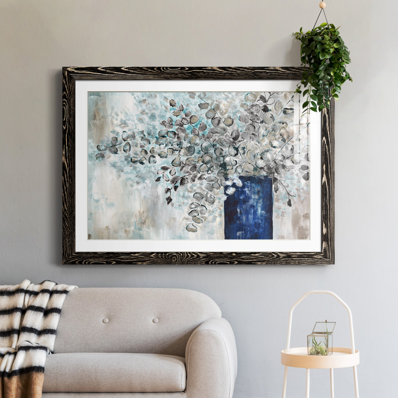 Eucalyptus réformé - peinture encadrée, Cadre noir, H 37,5 po x l 27,5 po x P 1,5 po