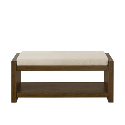 Banc d'appoint de 40 po avec étagère à chaussures inférieure, banc de siège rembourré pour le salon, banc de bout de lit compact moderne avec rangement pour sièges de chambre à coucher, coussin amovible