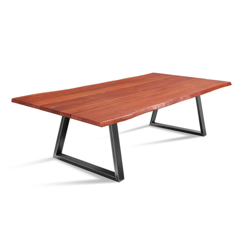 Meadview Oak Solid Wood Top Metal Base Dining Table