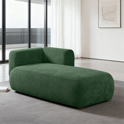 Chaise longue / grande chaise longue avec structure en bois massif, assise profonde et tissu doux, chaise d'appoint de salon pour la détente et la lecture, canapés Boucle