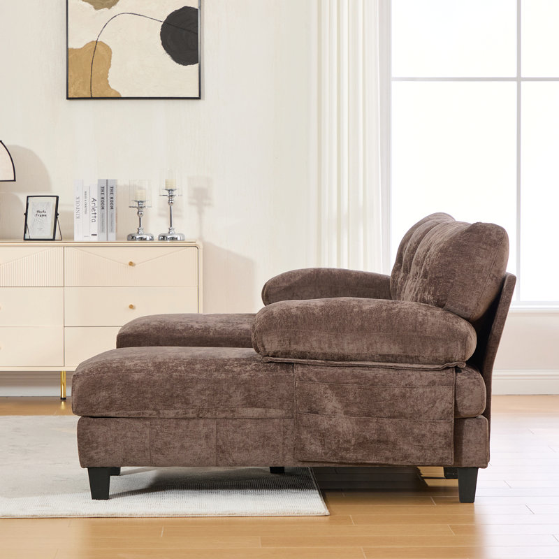 Canapé modulaire en U en chenille de 103,5 po avec double méridienne, poches de rangement et coussins d'accoudoirs pour le salon, brun
