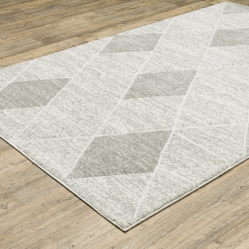 Tapis gris / ivoire Chase Geomtric Diamond, Rectangle 9 pi 10 po x 12 pi 10 po