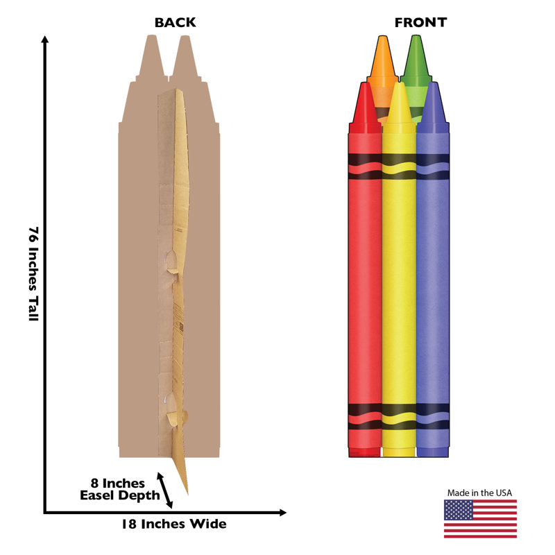 76'' Multicolor Cardboard Crayon Standup Decor