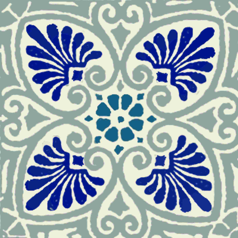 " Graphic Blue Tiles 11 ", 20" H x 20" W