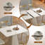 Ensembles de table de salle à manger modernes et peu encombrants avec dalle de roche extensible et chaises en bois pour cuisines compactes