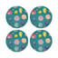 Sous-verres ronds en cuir Jewel Cyan Vegan-119015128