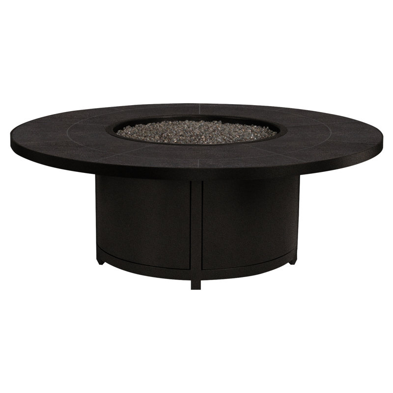 Capri Iron Outdoor Fire Pit Table, 19" H x 54" W x 54" D, Urban Shift, Carbon Black