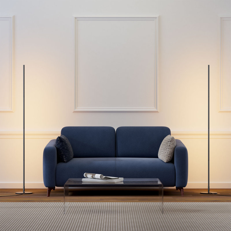 Adjustable Height Dimmable LED Corner Floor Lamp with Remote Control, 2, Black