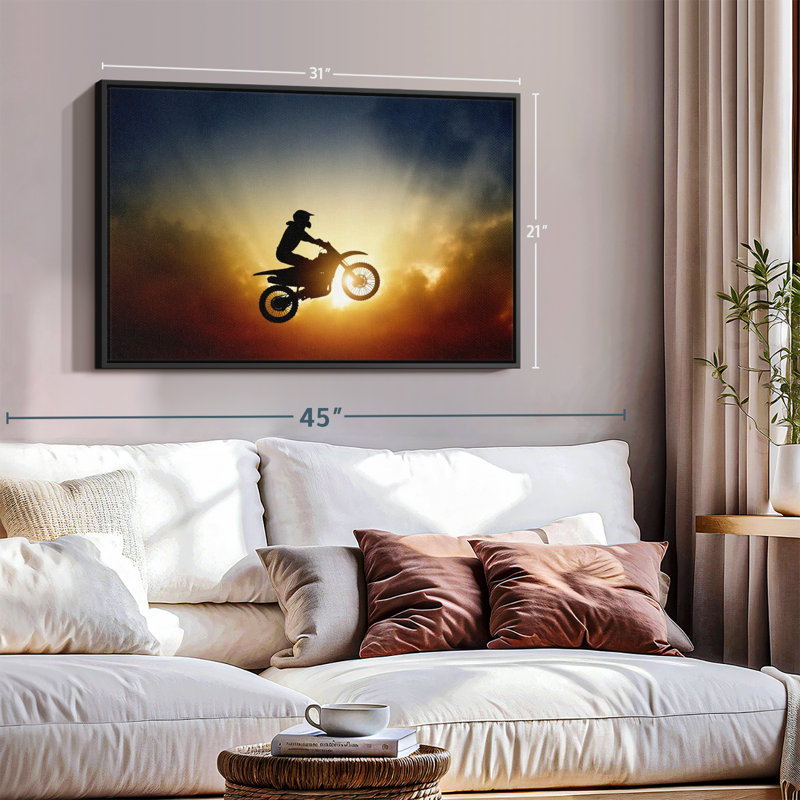 Impression sur toile «Dirt Bike Sunburst», H 21 po x l 31 po