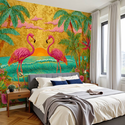 Papier peint adhésif Flamingo Serene Tropical Flamingo
