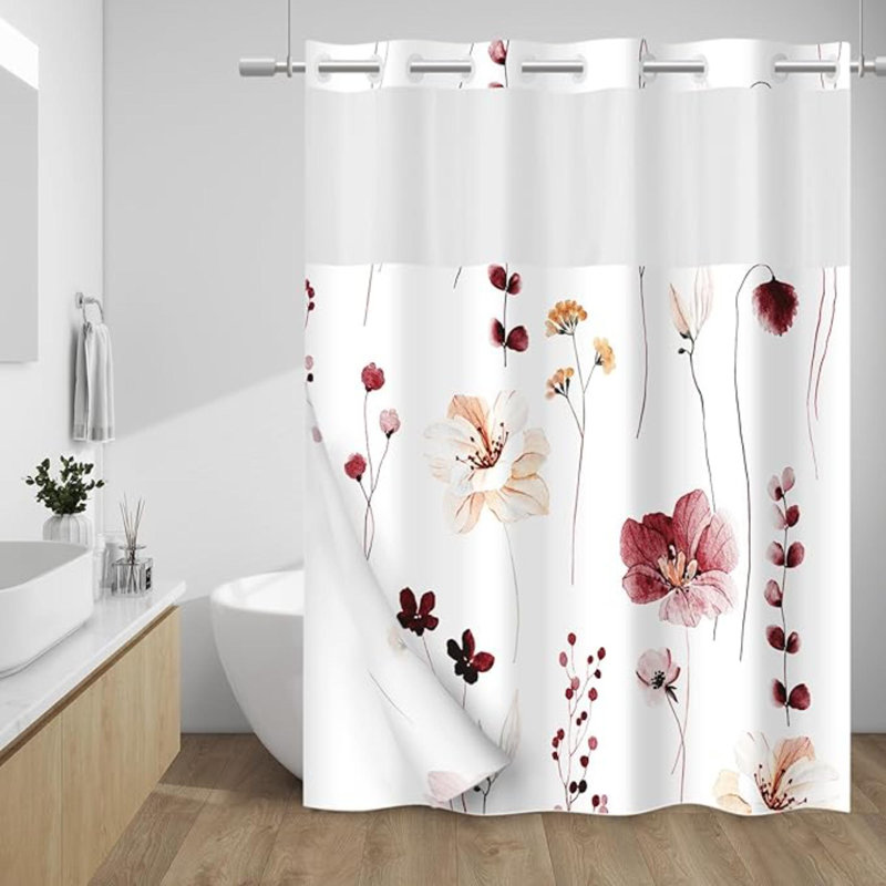 Rideau de douche No Hook, Burgundy