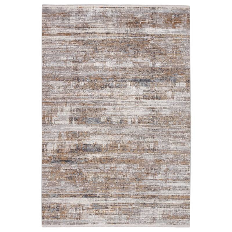 Tapis gris / doré à motif abstrait Douty, Rectangle 6 pi x 9 pi