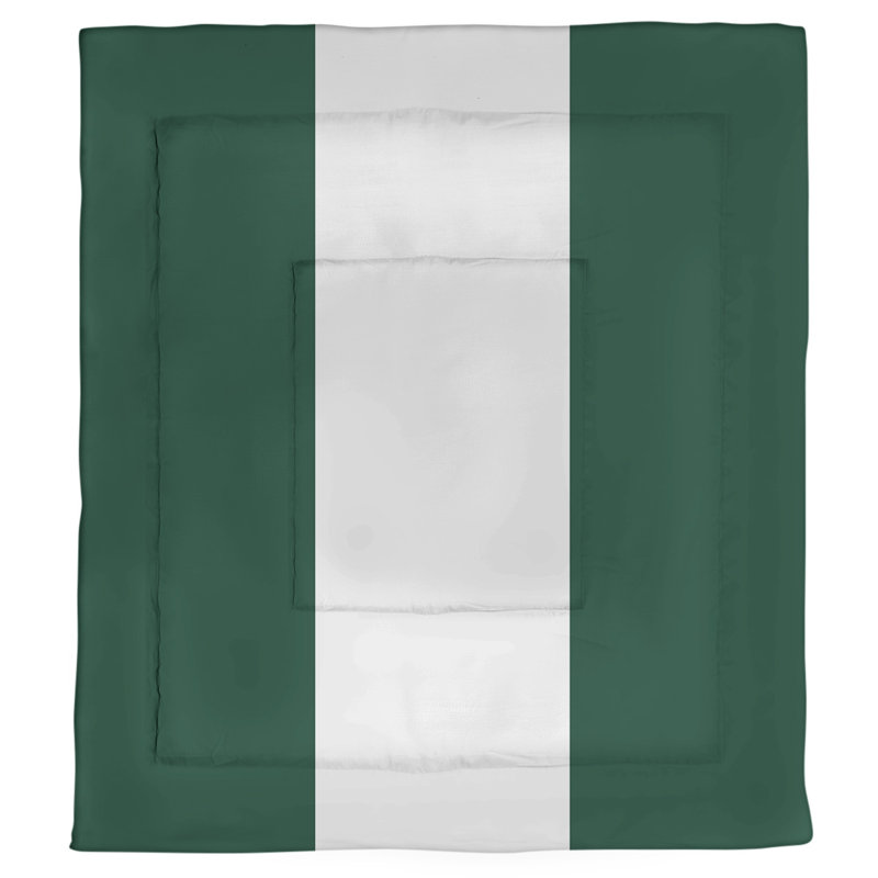 Modern & Contemporary Polyester Percale Striped Comforter, Twin XL Comforter, Green/White Middle