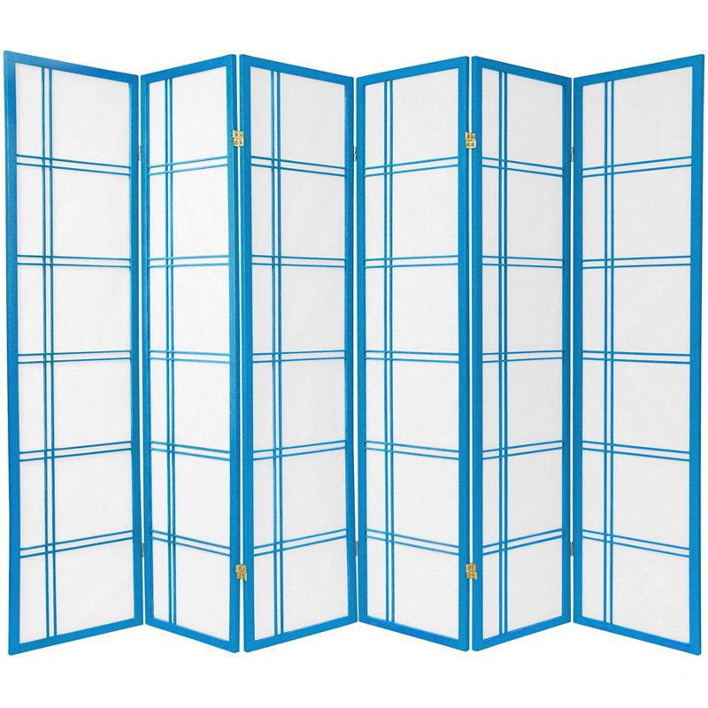 70.5" Tall Double Cross Shoji Panel Room Divider, Gray, 6, 6 ft