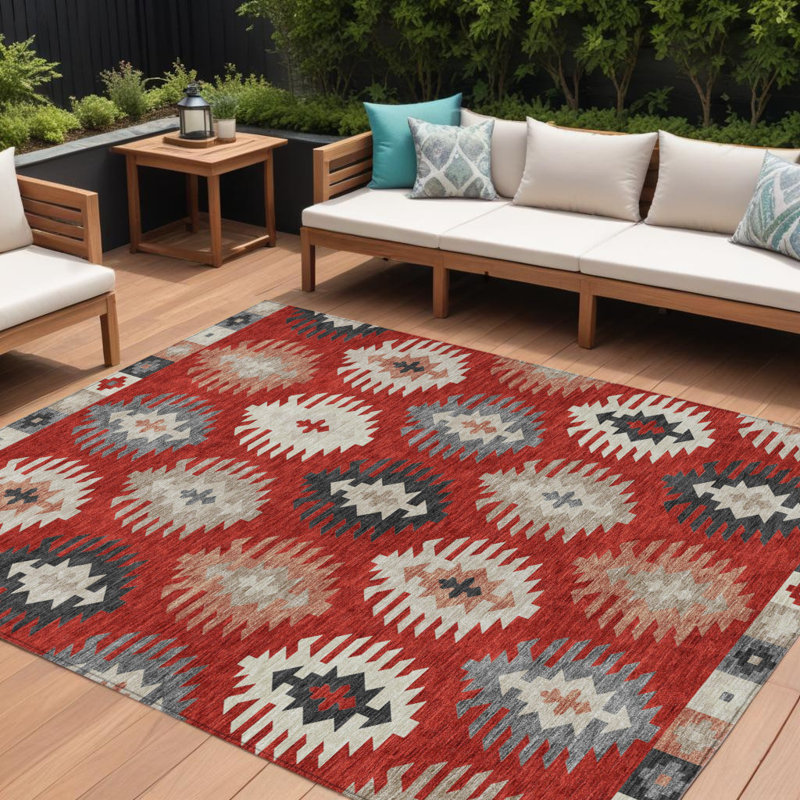 Tapis intérieur / extérieur ivoire 9 pi x 12 pi Southwestern