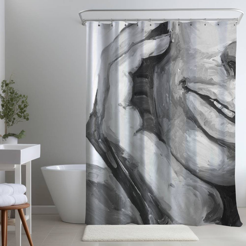 Shower Curtain FI49 – Polyester Shower Curtain, Dye Sublimation Print, 71" W × 74" L, Gray