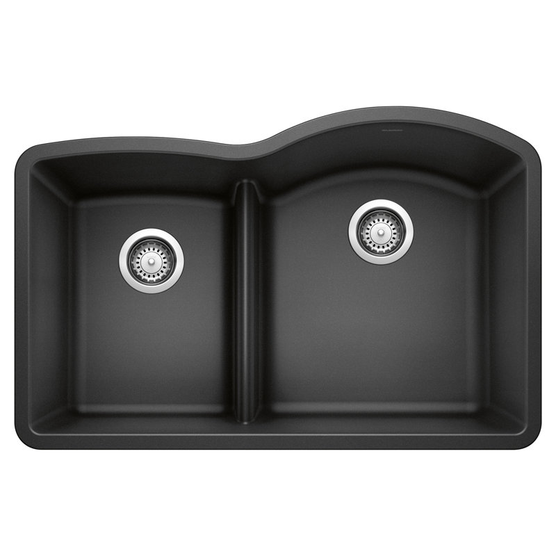 Diamond SILGRANIT 32" L x 21'' W Double Bowl Undermount Kitchen Sink, Anthracite