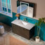 Meuble-lavabo moderne de 48 po avec plateau en pierre reconstituée blanche et lavabo encastré Eden - décorations noires et dorées peintes à la main, cadre mince et cadre élégant et peu encombrant