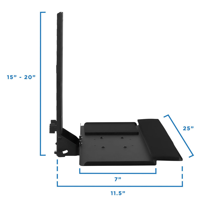 Black Adjustable Wall Mount Monitor and Keyboard Tray