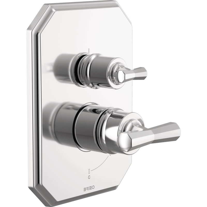Beauclere™ Pressure Balance Valve With Integrated 3-Function Diverter Trim, Cross Handle, Polished Chrome