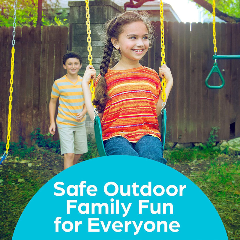 Green Heavy Duty Outdoor Swing Set with Chains, 2 Pack