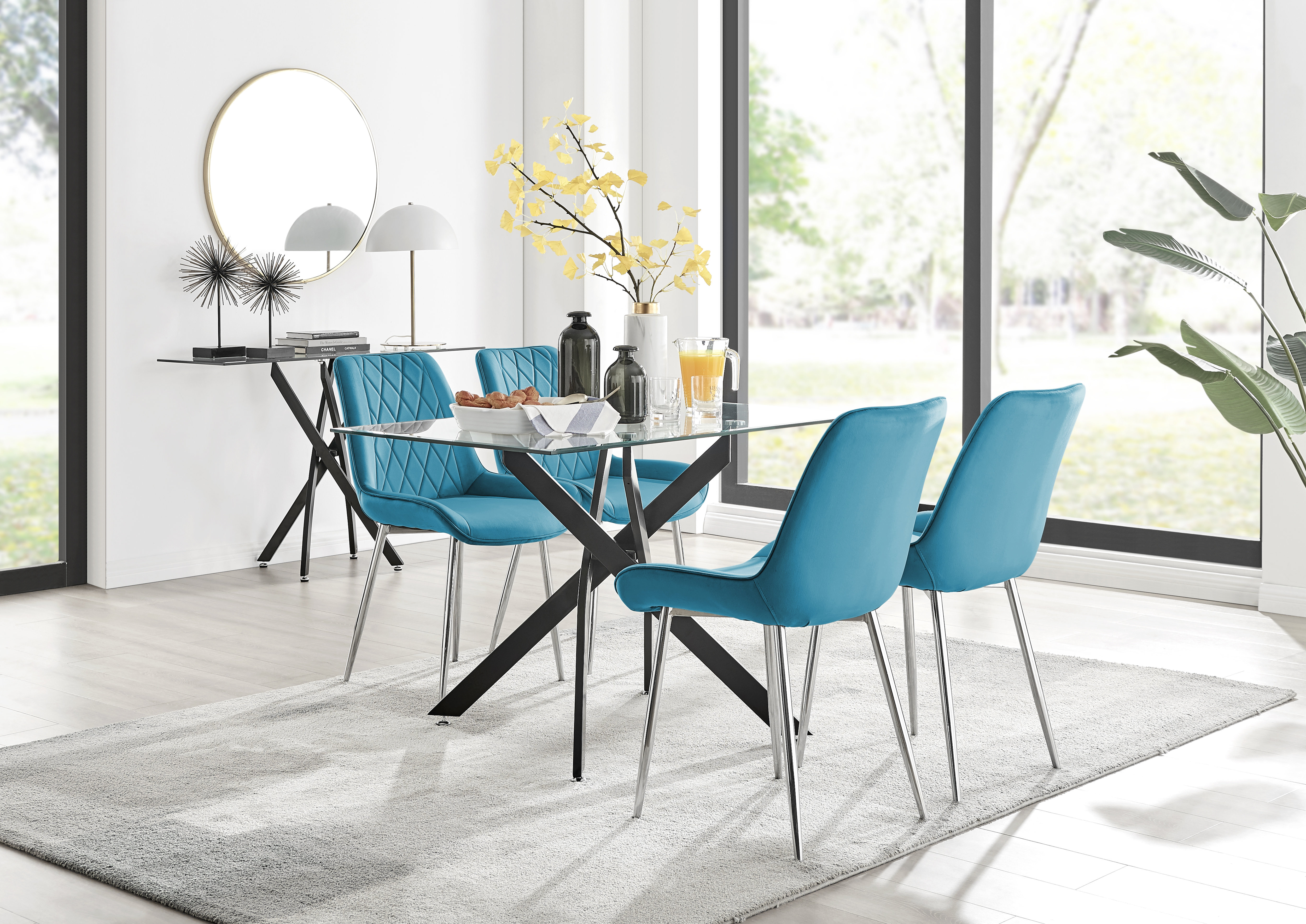 Teal dining room cheap chairs set of 4