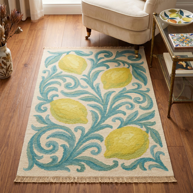 Coastal Citrus Scroll Kitchen Mat