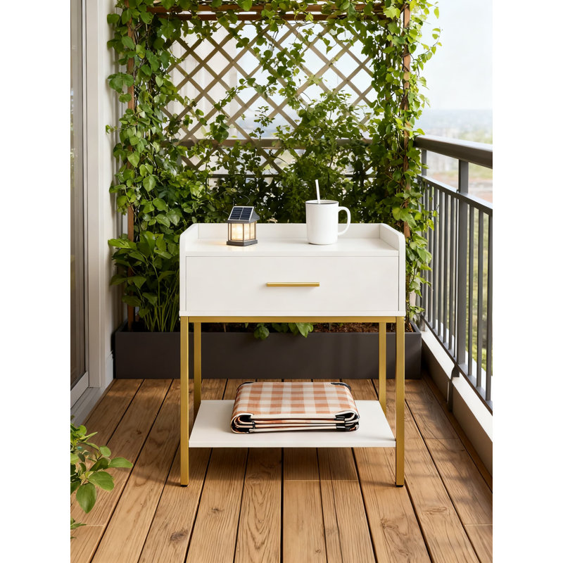 Table de chevet moderne à 3 niveaux avec tiroir de rangement et tablette, table de chevet compacte pour chambre à coucher et salon
