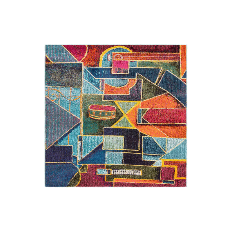 Ansela Washable Geometric Indoor Rug, Rectangle 4' x 6'